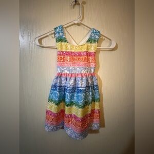 Girls Mini Taylor Multicolor Stripe Floral Sleeveless Summer Dress Sz 1-2Y